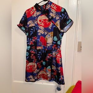 Zara satin effect print dress